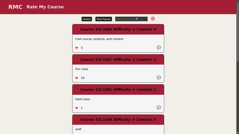 RateMyCourse – screenshot 1